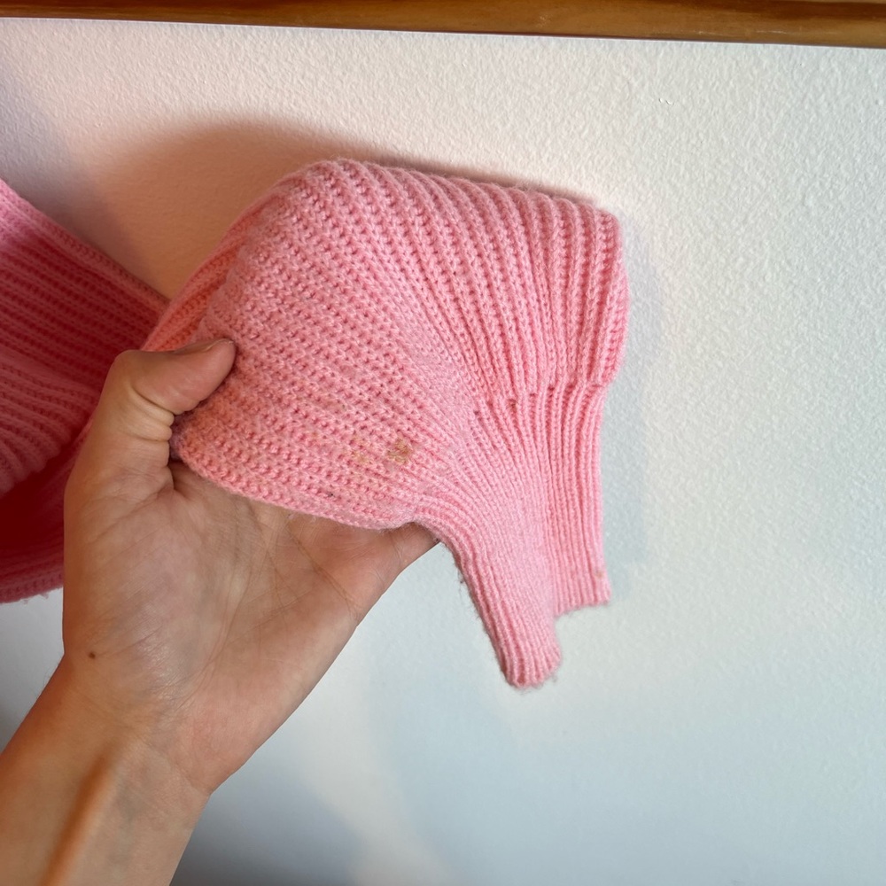 Pink Ribbed Peplum Button Cardigan - Picture 4 of 5
